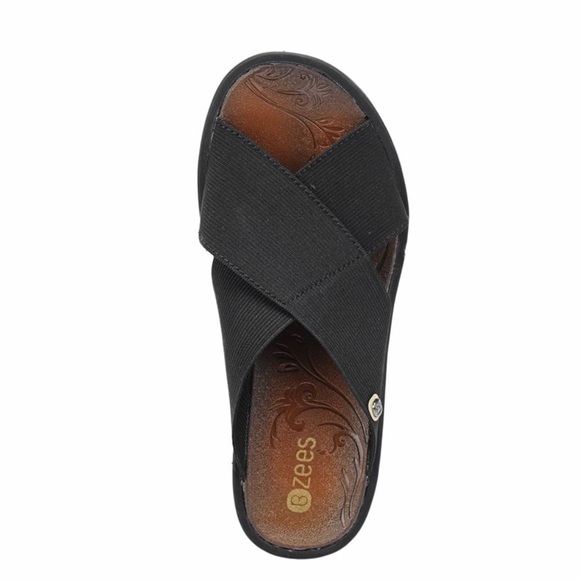 BZEES Desire Crisscross Platform Wedge Black Sandal Women’s Size 6.5M. - Picture 4 of 15